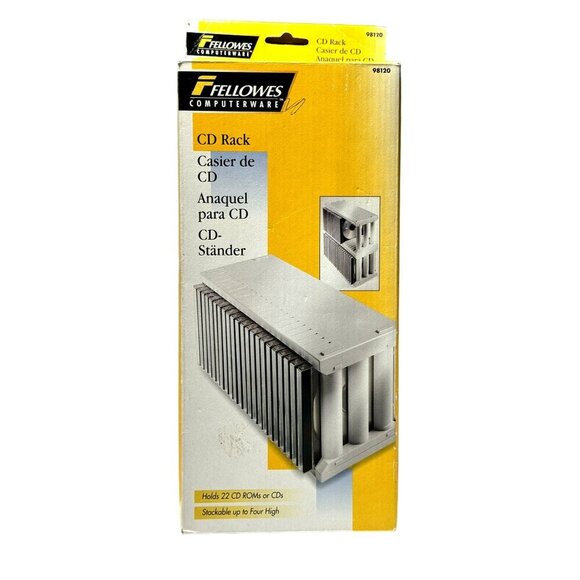 Fellowes Computerware Vintage CD Rack Holds 22 CDs Stackable Easy Snap Asembly - Picture 1 of 6